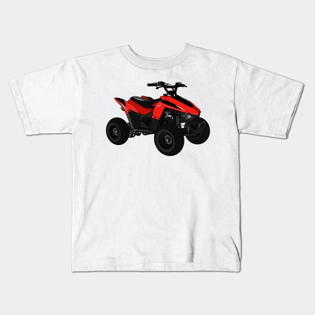 Quad bike atv cartoon illustration Kids T-Shirt by Miss Cartoon